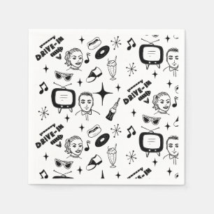 1950's Retro Graphics Nostalgic Birthday  Napkin