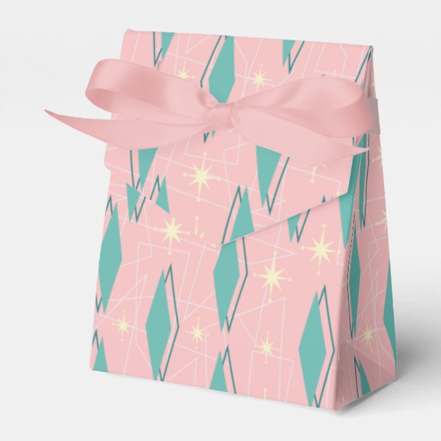 1950s Retro in Teal on Pink Favour Box (Front Side)