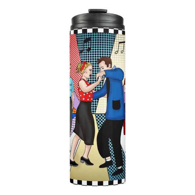 1950's Retro Nostalgic Couple Dancing   Thermal Tumbler (Front)