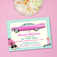 1950's Retro Pink Cadillac Retirement Invitation