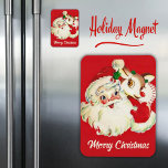 1950s Retro Santa and Rudolf Christmas Magnet<br><div class="desc">This vintage mid-century Christmas magnet features a 1950s Santa Claus waving "Merry Christmas" while Rudolf the Red-Nosed Reindeer looks on.</div>