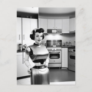 1950s retro science fiction robot housewife  postcard