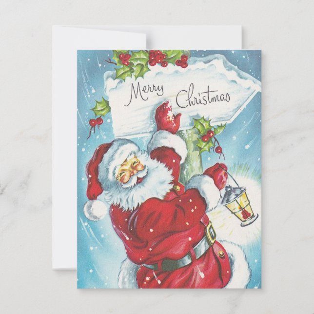1950s Retro Vintage Christmas Santa Holiday Card (Front)