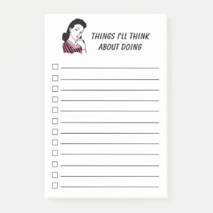 1950's Retro Woman Checklist, white Post-it Notes