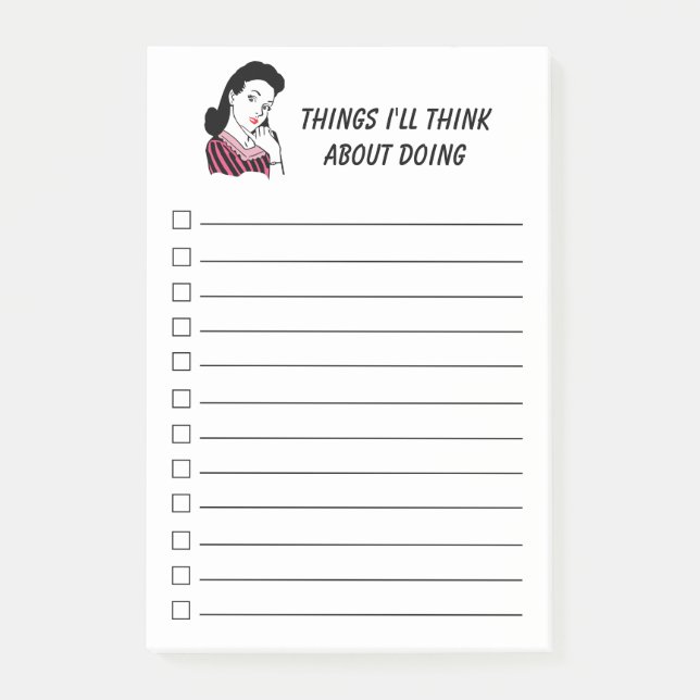 1950's Retro Woman Checklist, white Post-it Notes (Front)