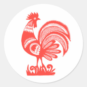 1950s Rooster Classic Round Sticker
