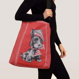 1950s Scottie dog in red Crossbody Bag