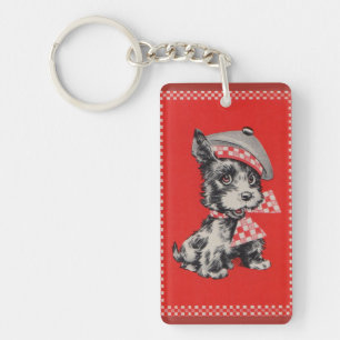 1950s Scottie dog in red Key Ring