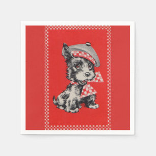 1950s Scottie dog in red Napkin