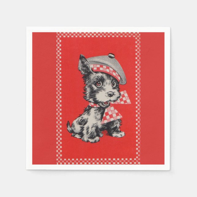 1950s Scottie dog in red Napkin (Front)