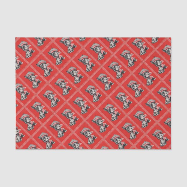 1950s Scottie dog in red Tissue Paper (Front)
