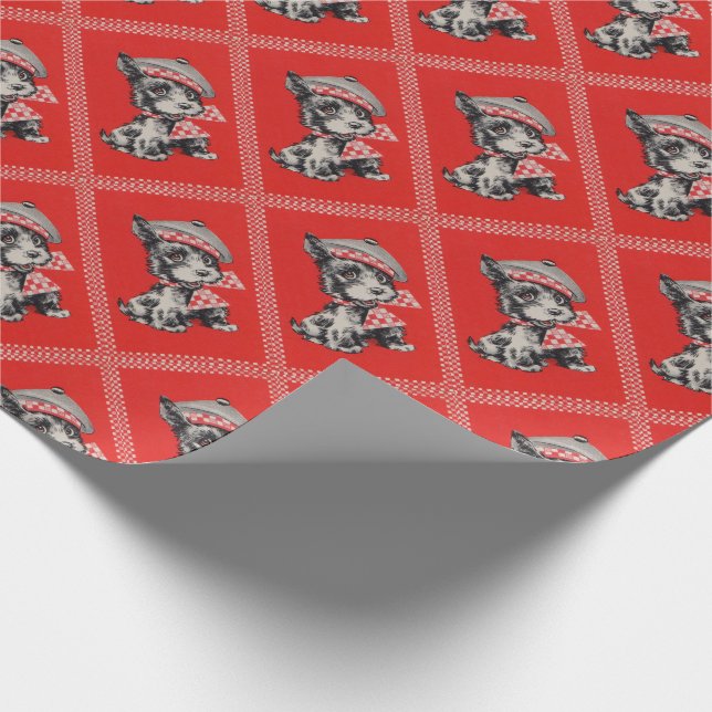 1950s Scottie dog in red Wrapping Paper (Corner)