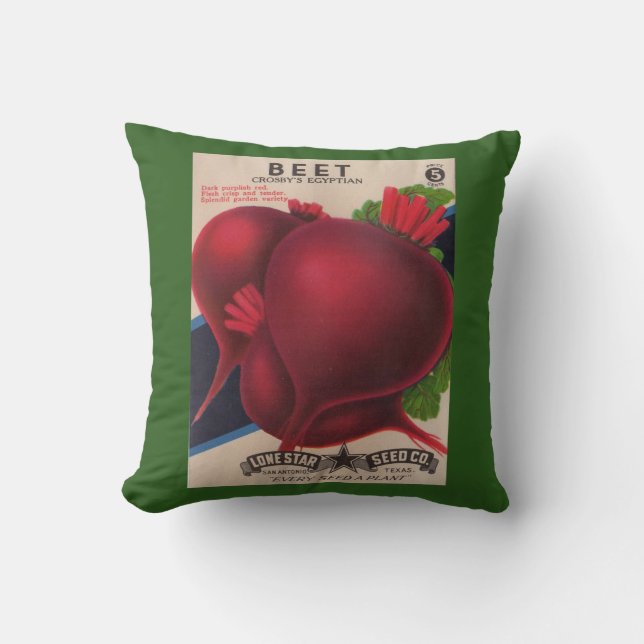 1950s seed packet beets print cushion (Front)
