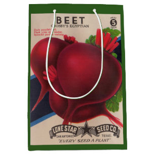 1950s seed packet beets print medium gift bag