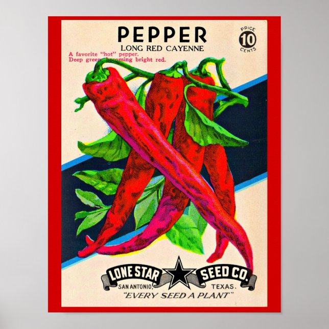 1950s seed packet cayenne pepper print (Front)