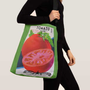 1950s seed packet tomato print crossbody bag