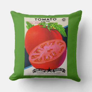 1950s seed packet tomato print cushion
