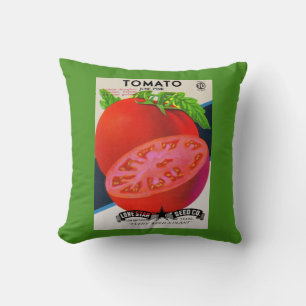 1950s seed packet tomato print cushion