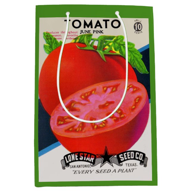  1950s seed packet tomato print  medium gift bag (Front)