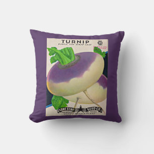 1950s seed packet turnips print cushion