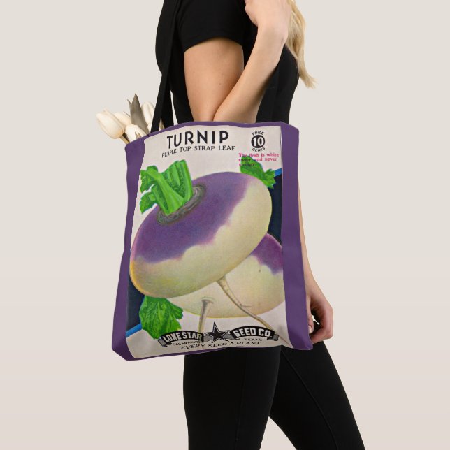 1950s seed packet turnips print tote bag (Close Up)