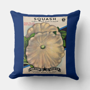 1950s seed packet white squash print cushion