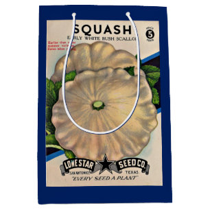 1950s seed packet white squash print medium gift bag