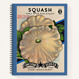 1950s seed packet white squash print notebook