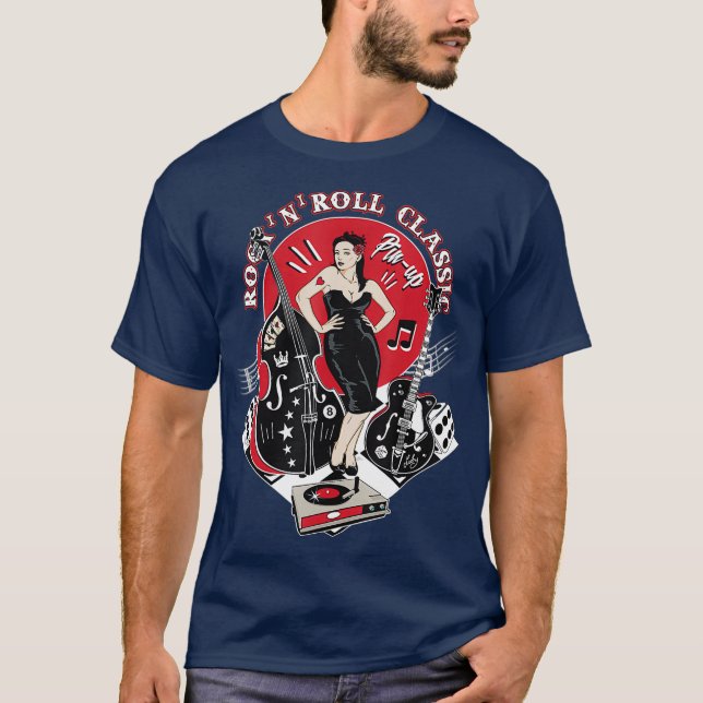 1950s Sock Hop Rockabilly Pinup Clothing Men Doo T-Shirt (Front)