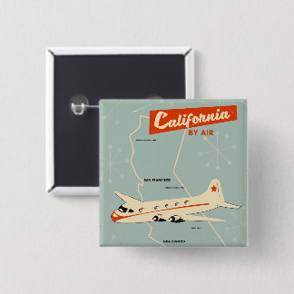 1950s style California "by air" travel poster 15 Cm Square Badge