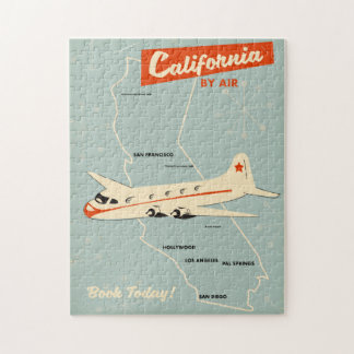 1950s style California "by air" travel poster Jigsaw Puzzle