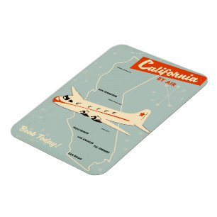 1950s style California "by air" travel poster Magnet