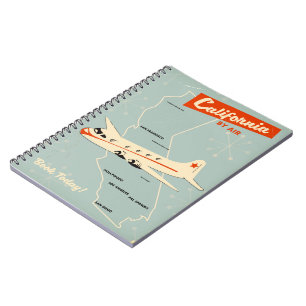 1950s style California "by air" travel poster Notebook