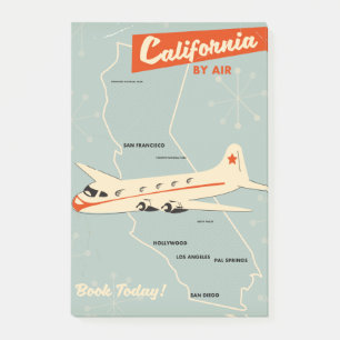 1950s style California "by air" travel poster Post-it Notes