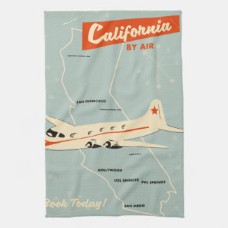 1950s style California "by air" travel poster Tea Towel