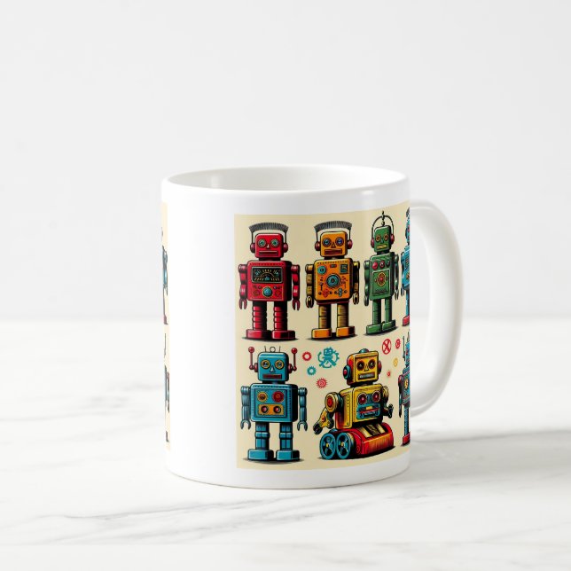 1950s style toy robots coffee mug (Front Right)