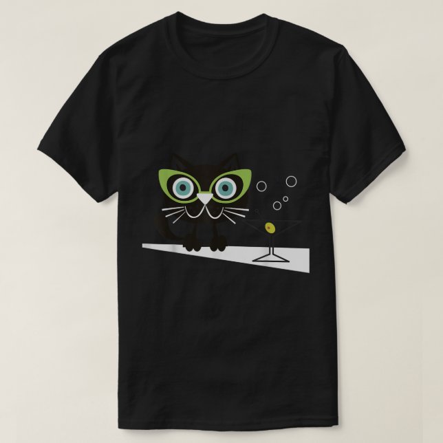 1950s Swank Mid Century Modern Cat Shirt767.png T-Shirt (Design Front)