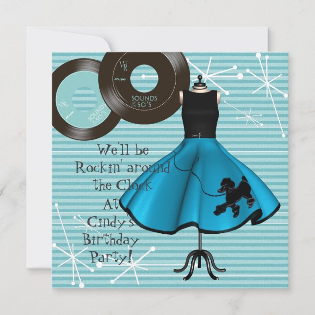 1950's Theme Birthday Party Invitation (Front)