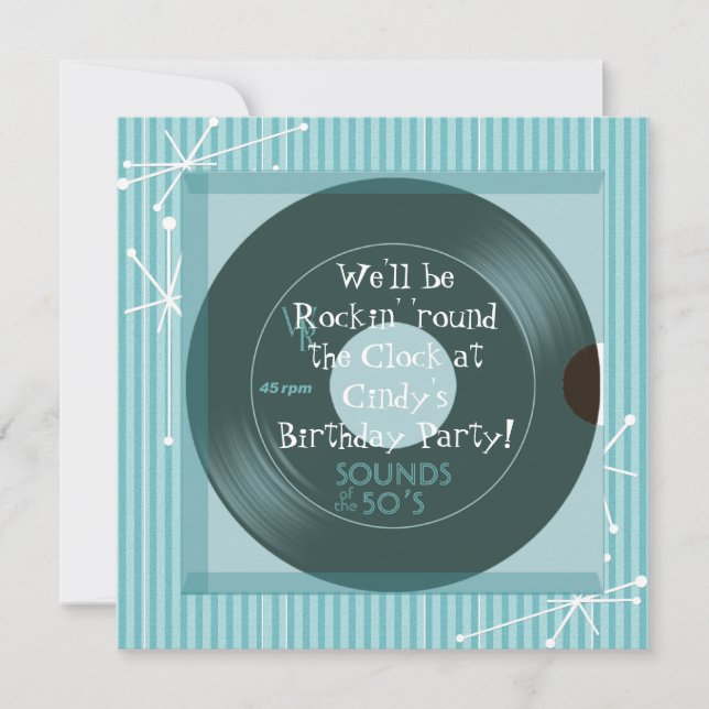 1950's Theme Birthday Party Invitation (Front)