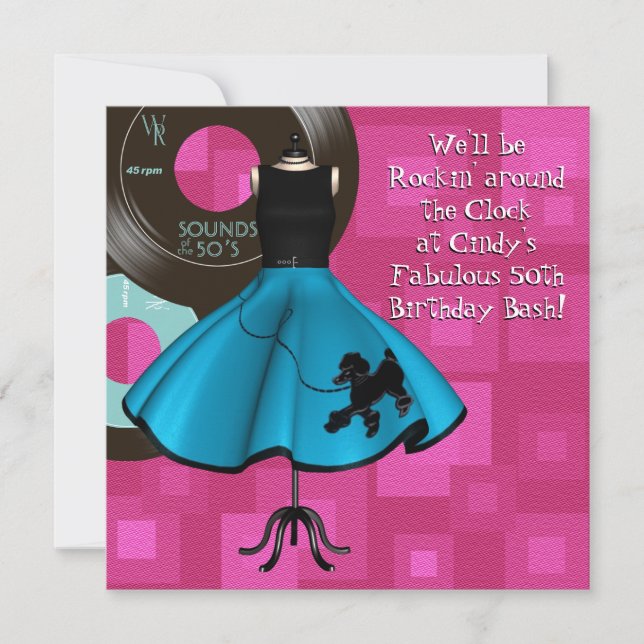 1950's Theme Birthday Party Invitation (Front)