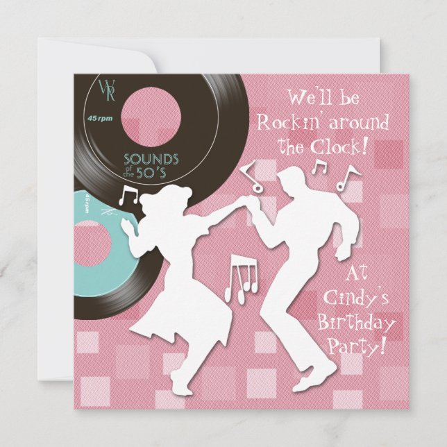 1950's Theme Birthday Party Invitation (Front)