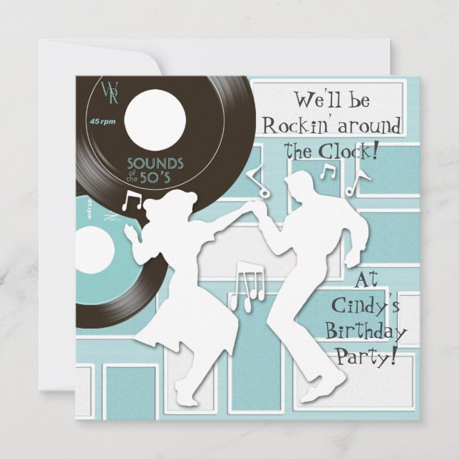1950's Theme Birthday Party Invitations (Front)
