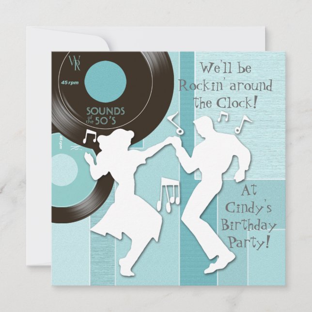 1950's Theme Birthday Party Invitations (Front)