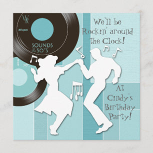 1950's Theme Birthday Party Invitations