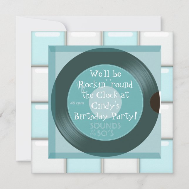 1950's Theme Birthday Party Invitations (Front)