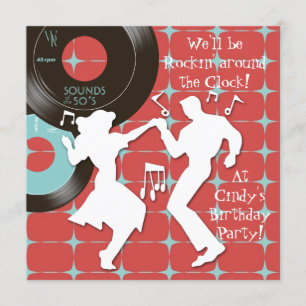 1950's Theme Birthday Party Invitations