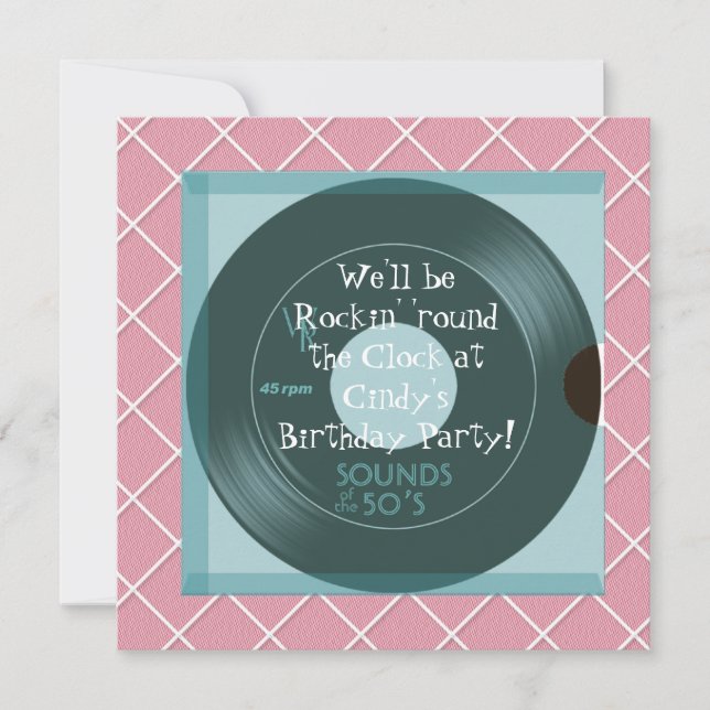 1950's Theme Birthday Party Invitations (Front)