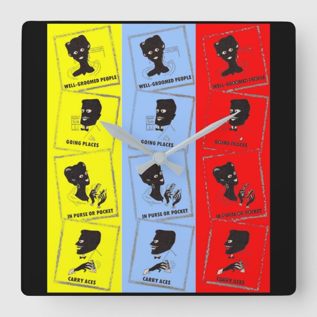 1950s three aces for Ace combs Square Wall Clock (Front)