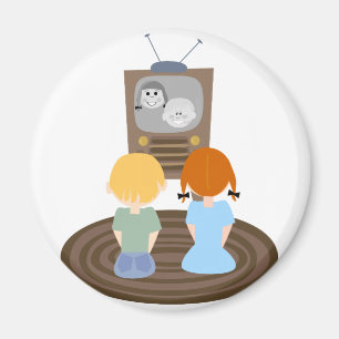1950's TV Watching Kids Magnet