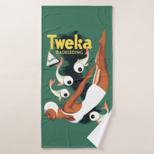 1950s Tweka swimsuit ad print Bath Towel Set